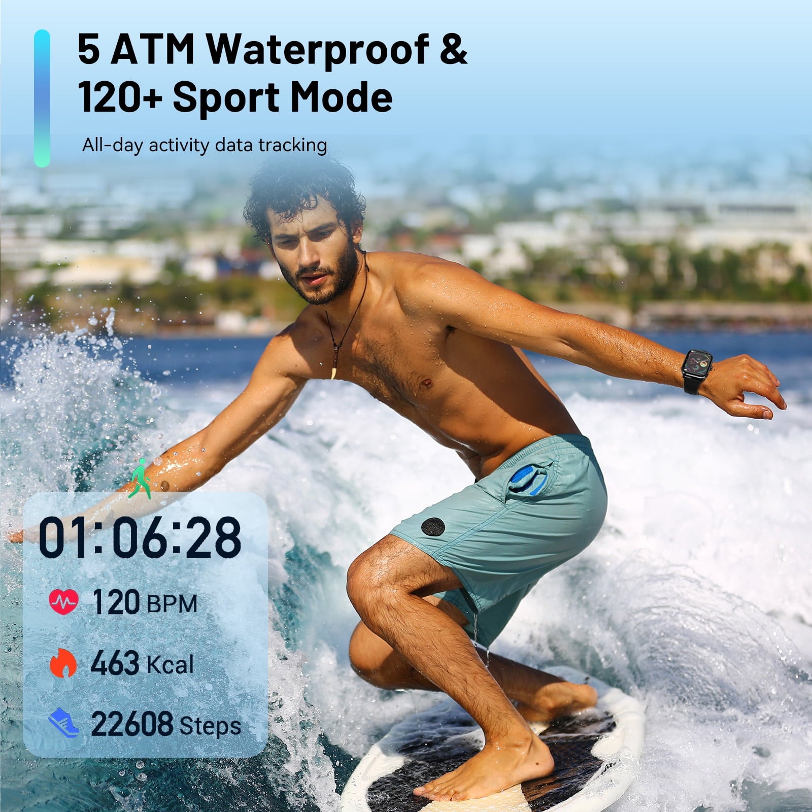 1.96" Smart Watch | Bluetooth Call, Fitness Tracker, 120+ Sports Modes, IP68 Waterproof, Ultra-Thin Design Compatible with Android & iPhone